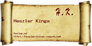 Heszler Kinga névjegykártya